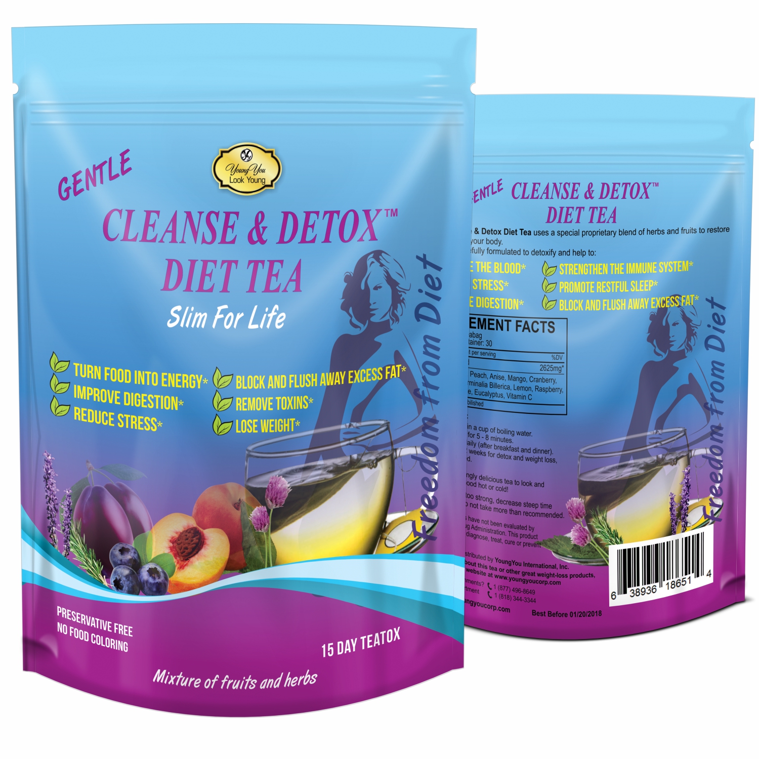 YoungYou Cleanse and Detox Tea. Herbal Weight Loss Tea for Natural Colon Cleanse